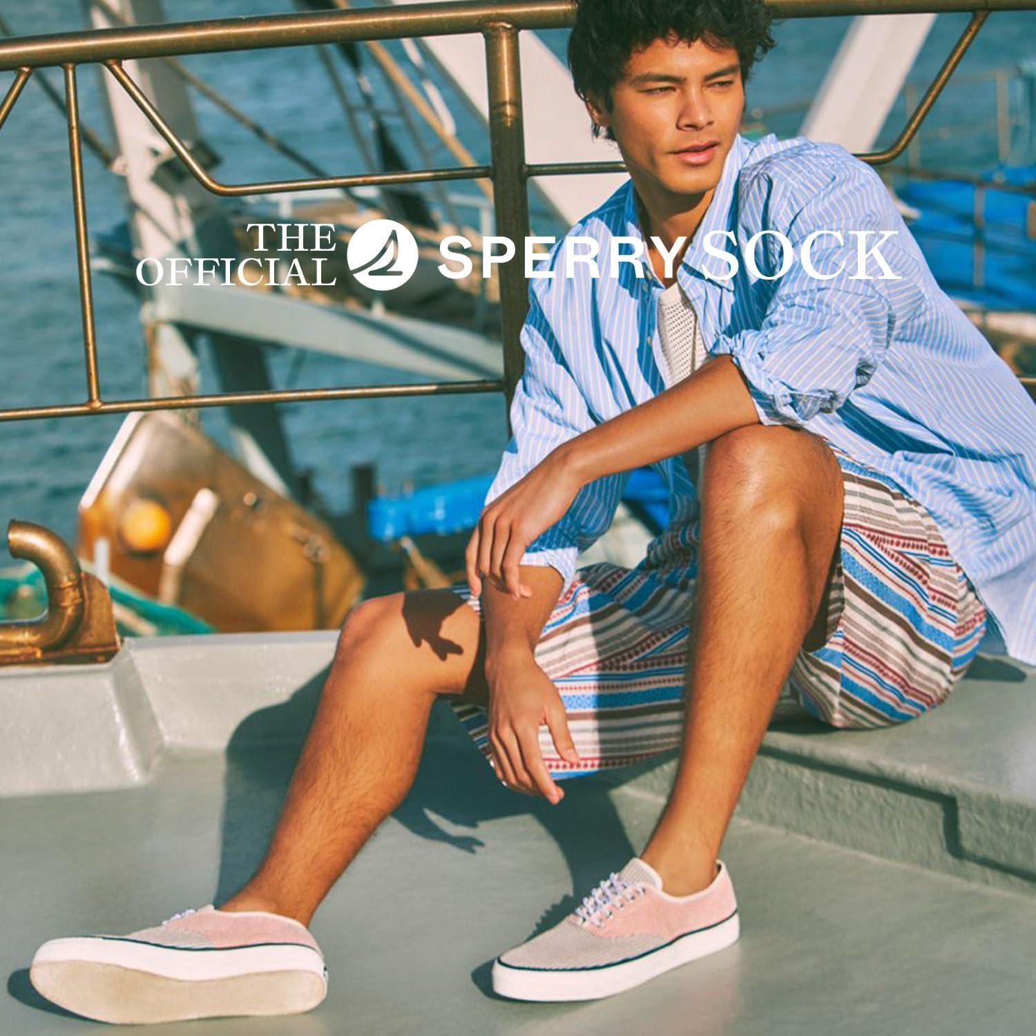 imageSperry Mens Cushioned No Show Socks 8Pack MoistureWicking NonSlip Fit Low Cut Ankle Socks for Everyday WearNavy Multi