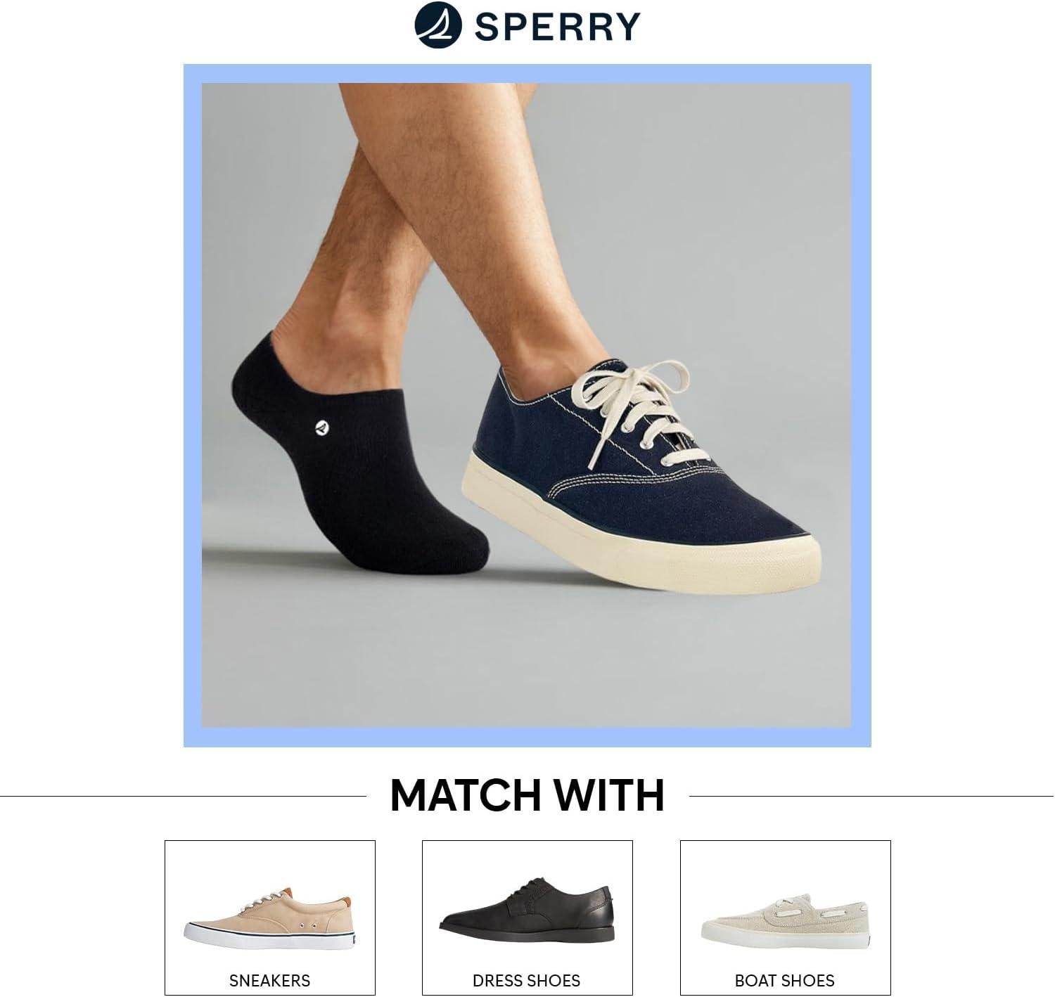 imageSperry Mens Cushioned No Show Socks 8Pack MoistureWicking NonSlip Fit Low Cut Ankle Socks for Everyday WearNavy Multi