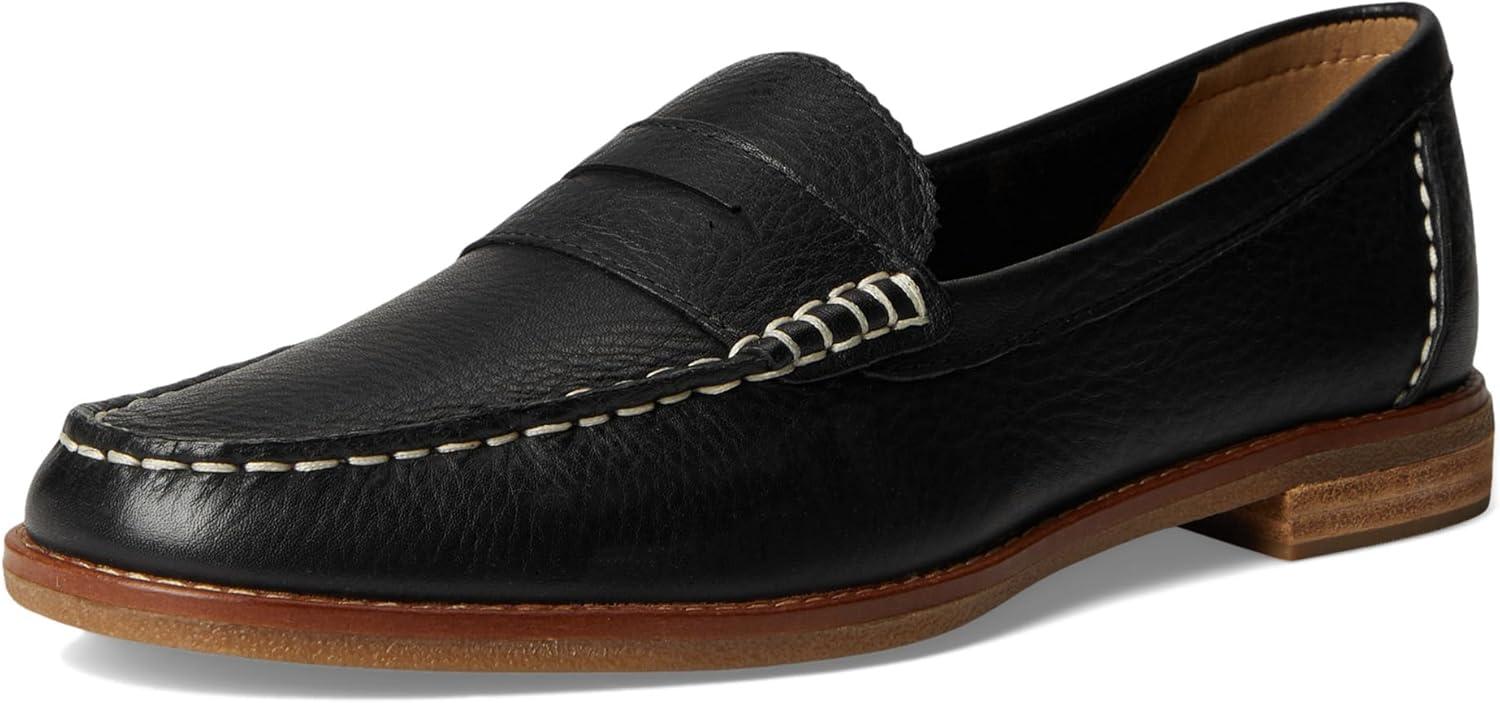 imageSperry Womens Seaport Penny PlushWave Saffiano Metallic Leather Penny LoaferBlack