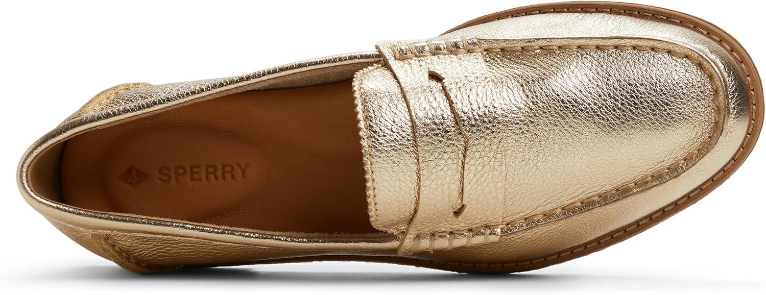 imageSperry Womens Seaport Penny PlushWave Saffiano Metallic Leather Penny LoaferGold