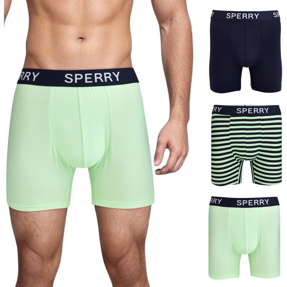 imageSperry 3Pack Mens Quick Dry Performance Mesh Boxer Briefs  Moisture Wicking Cooling Breathable Nylon Mens Athletic BoxersGreen Multi