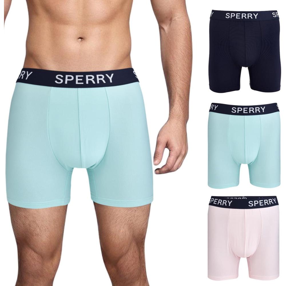 imageSperry 3Pack Mens Quick Dry Performance Mesh Boxer Briefs  Moisture Wicking Cooling Breathable Nylon Mens Athletic BoxersNavy Pastel