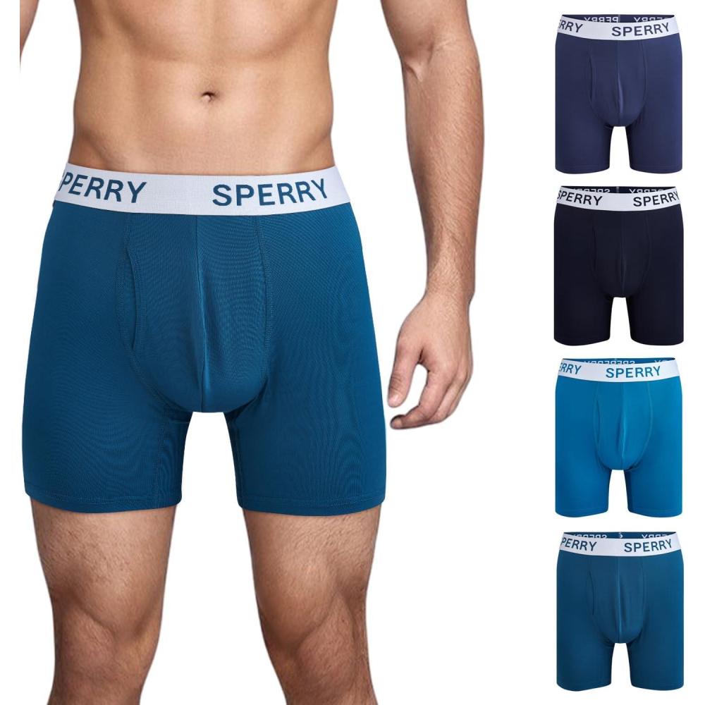 imageSperry 4Pack Everyday Mens Performance Boxer Briefs  QuickDry Breathable Comfortable Polyester Boxer Briefs for MenGreen Multi