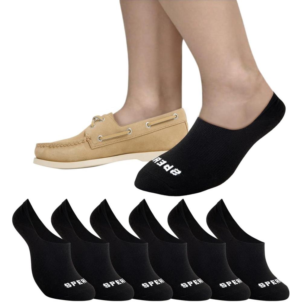 imageSperry Mens 6Pack Arch Hugger No Show Socks NonSlip Loafer Socks for Boat Shoes Low Cut Invisible Liners with Heel GripBlack