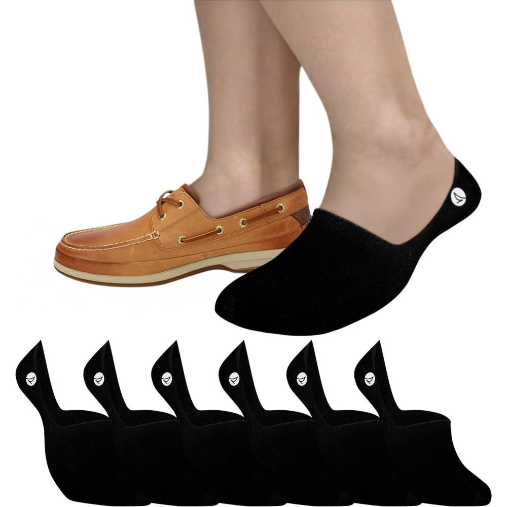 imageSperry Mens 6Pack Loafer Socks NonSlip No Show Socks for Boat Shoes Ultra Low Cut Invisible Liners with Heel GripBlack