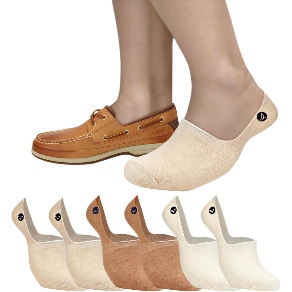 imageSperry Mens 6Pack Loafer Socks NonSlip No Show Socks for Boat Shoes Ultra Low Cut Invisible Liners with Heel GripTan