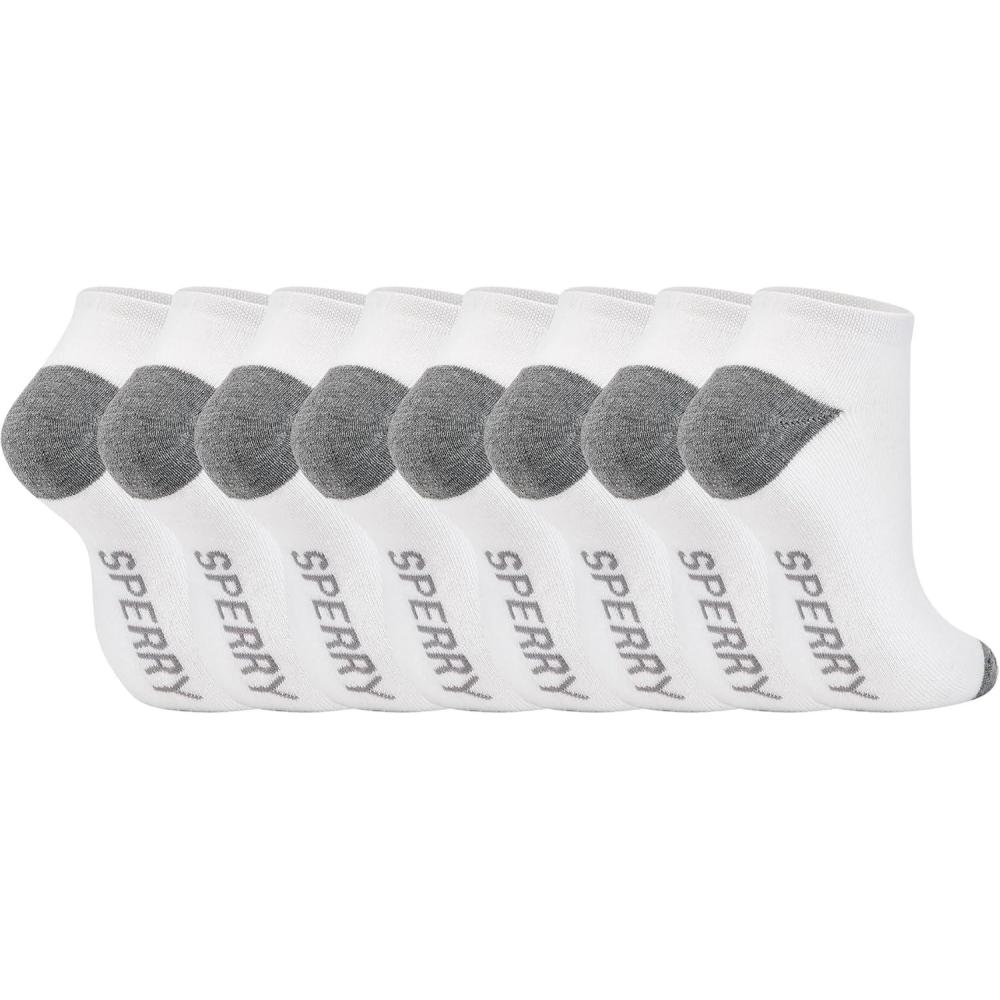 imageSperry Mens 8Pack Cushion Comfort Low Cut Ankle Socks  Breathable MoistureWicking Athletic Low Cut Socks for Everyday UseWhite Heather