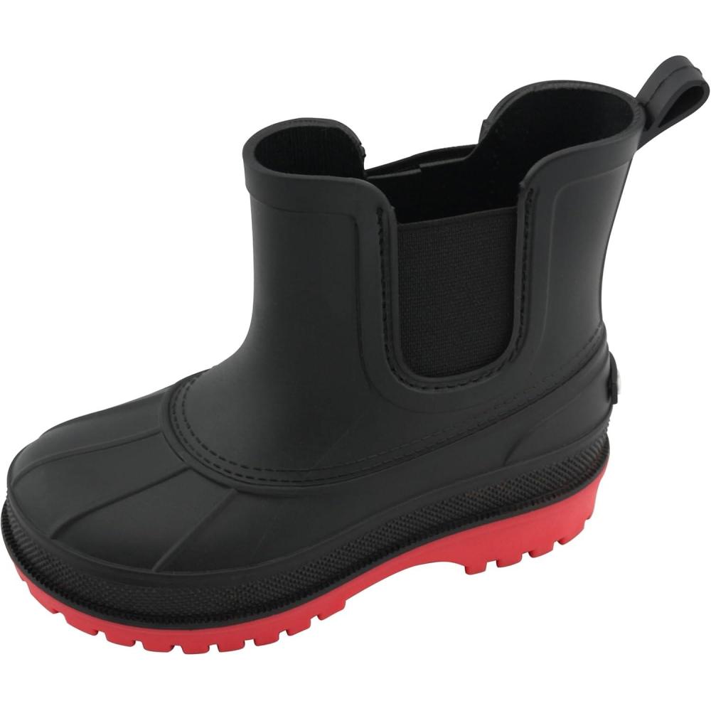 imageSperry Toddler Chelsea Rain Boots Waterproof Rubber Kids Rainboot GirlsBoys Light Water Shoes for Muddy ParkHikingBlack