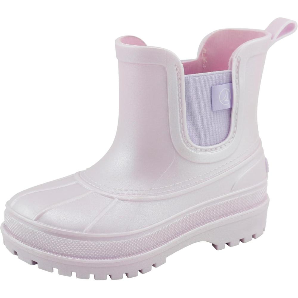 imageSperry Toddler Chelsea Rain Boots Waterproof Rubber Kids Rainboot GirlsBoys Light Water Shoes for Muddy ParkHikingLilac Gloss