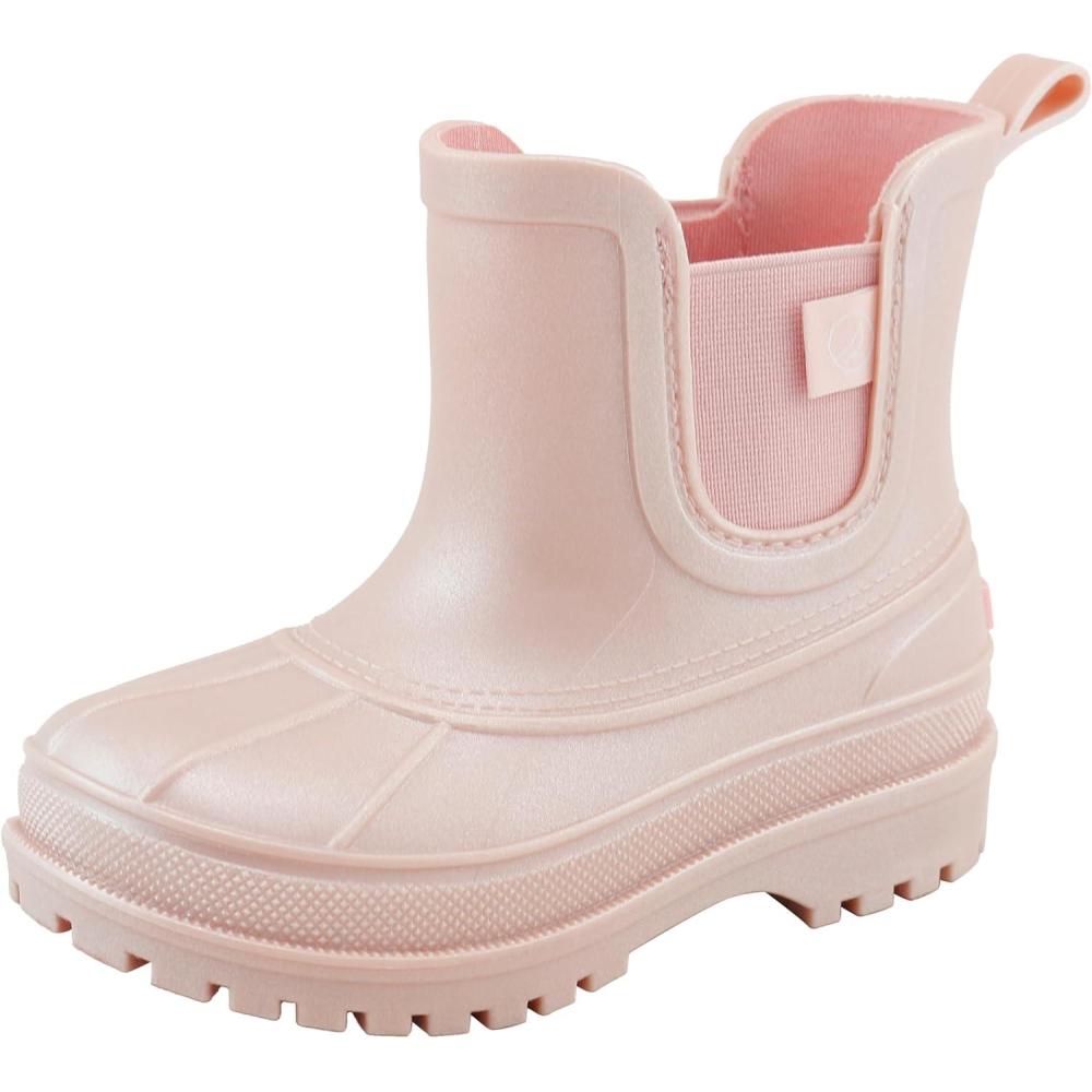 imageSperry Toddler Chelsea Rain Boots Waterproof Rubber Kids Rainboot GirlsBoys Light Water Shoes for Muddy ParkHikingRose Gold Gloss