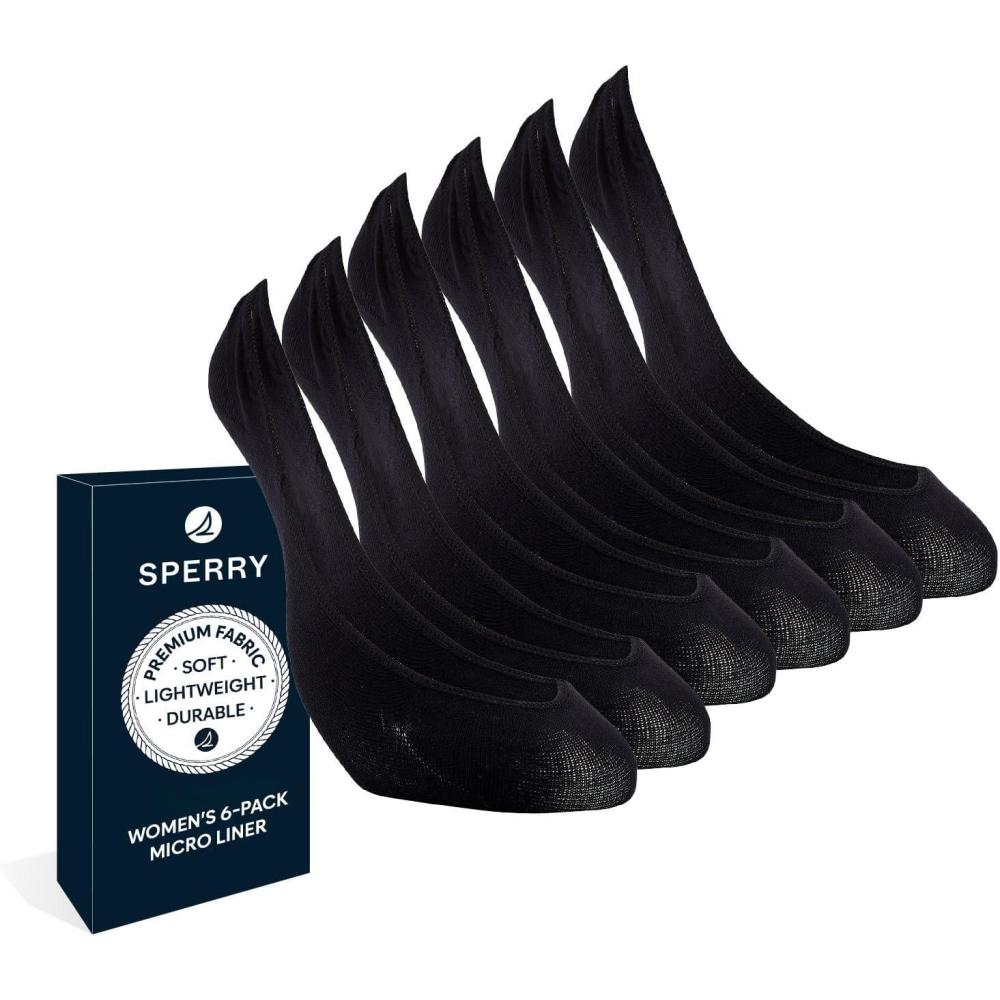 imageSperry womens Microfiber No Show Liner Socks 3 Pair Pack Lightweight Casual Micro LinersBlack 6 Pairs