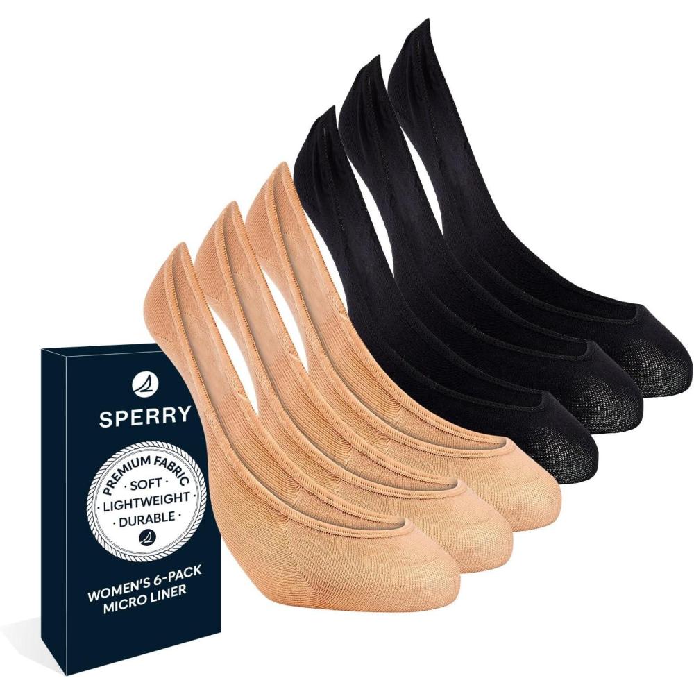 imageSperry womens Microfiber No Show Liner Socks  3 Pair Pack  Lightweight Casual Micro LinersMocha Multi 6 Pairs