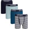 Sperry 4-Pack Mens Premium Cotton Stretch Boxer Briefs – Everyday Comfort Cotton Mens Boxer Briefs with Fly Pouch & 5” Inseam(Blue Multi Stripe)