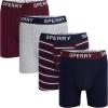 Sperry 4-Pack Mens Premium Cotton Stretch Boxer Briefs – Everyday Comfort Cotton Mens Boxer Briefs with Fly Pouch & 5” Inseam(Maroon Multi Stripe)