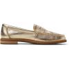 Sperry Women’s Seaport Penny PlushWave Saffiano / Metallic Leather Penny Loafer(Gold)