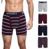 Sperry 4-Pack Mens Premium Cotton Stretch Boxer Briefs – Everyday Comfort Cotton Mens Boxer Briefs with Fly Pouch & 5” Inseam(Maroon Multi Stripe)