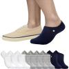 Sperry Men’s Cushioned No Show Socks 8-Pack – Moisture-Wicking, Non-Slip Fit, Low Cut Ankle Socks for Everyday Wear(Navy Multi)