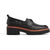 Sperry Womens Authentic Original 2 Eye Leather Lug Boat Shoe(Black)