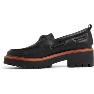 Sperry Womens Authentic Original 2 Eye Leather Lug Boat Shoe(Black)
